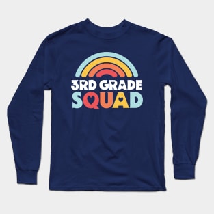 Cute School Teacher 3rd Grade Squad with Retro Rainbow and Hearts Long Sleeve T-Shirt